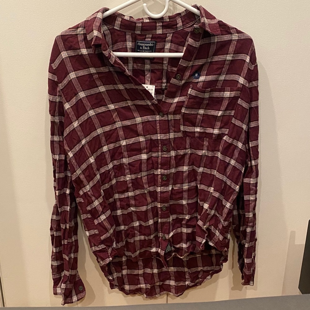 Abercrombie & Fitch Women’s Maroon Red Flannel